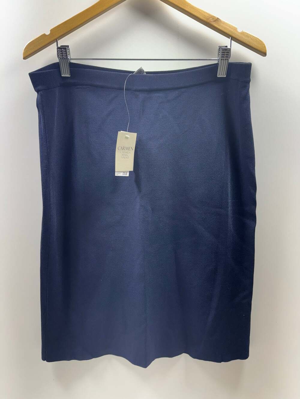 Carmen Marc Volvo Women’s Deep Navy Pencil Skirt Sz Large New Coquette Stretchy